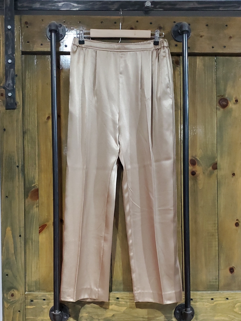 Vintage Three Flaggs  Satin-Look Beige Trousers Cream California Shimmer Shiny